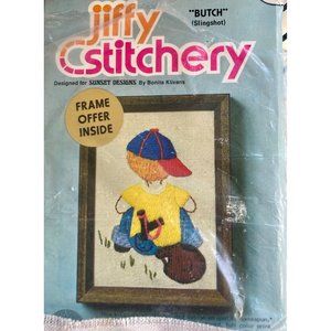 2 Vintage Stitchery Crewel Needlework 5” x 7” Little Baseball Boys